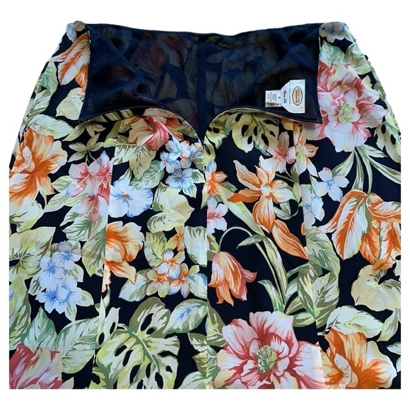 Talbots Floral Flounce Skirt 100% Silk - Size 16 - Picture 3 of 8
